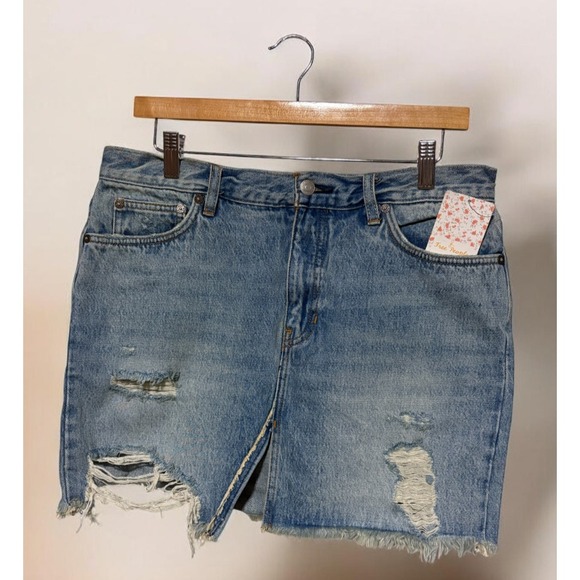 Free People Dresses & Skirts - Free People We The Free Distressed Denim Jean Skirt Size 30 New with Tag